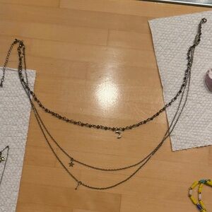 3 Layered Necklace with Charms